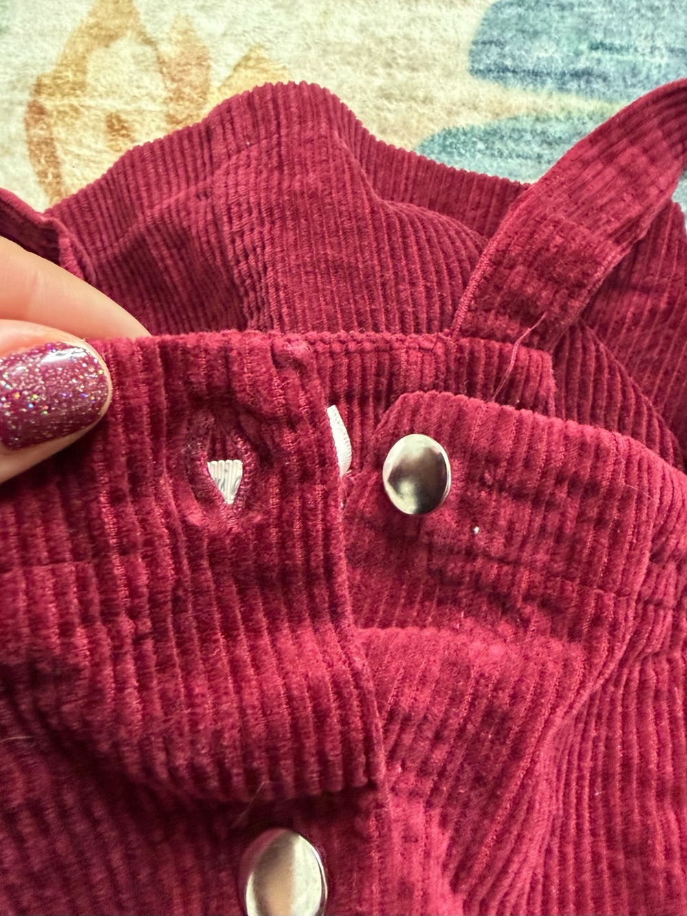 🍁Mi Ami by Franchesca’s Women’s Corduroy Overall Dress Jumper in Burgundy - Picture 8 of 8